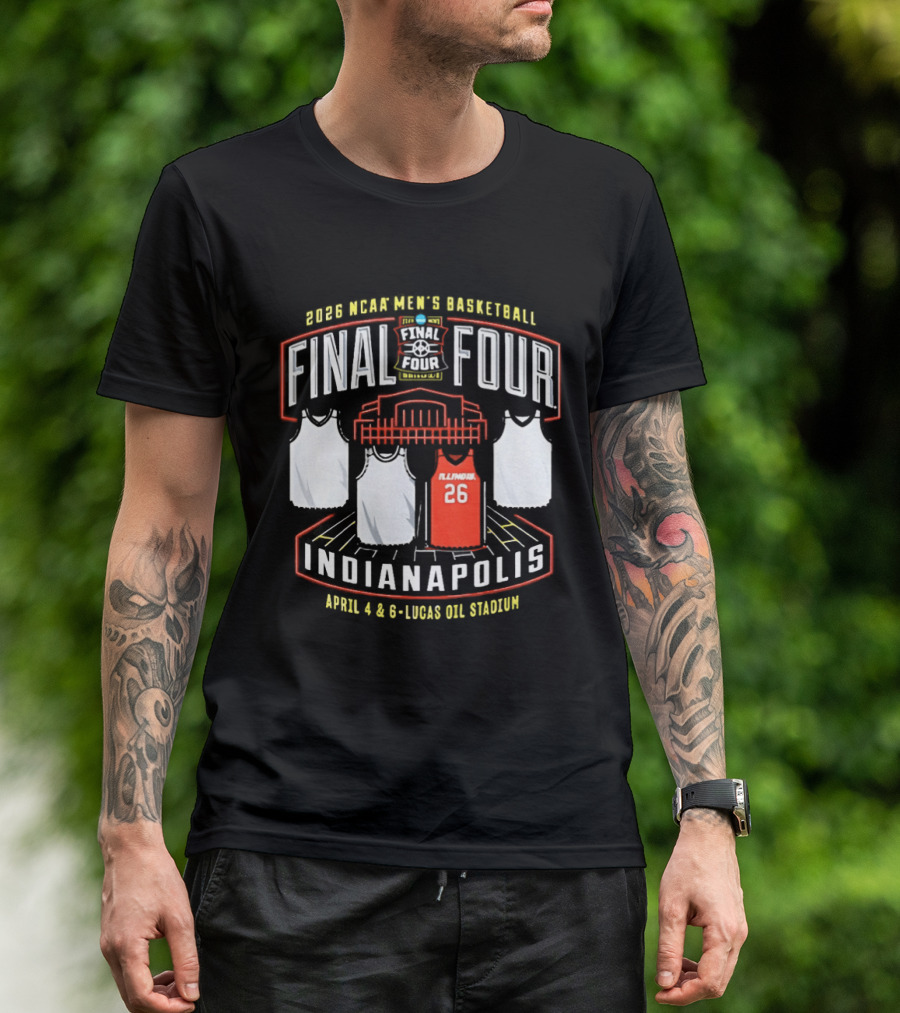 Illinois Fighting Illini NCAA Men's Basketball 2026 Final Four Indianapolis April 4 And 6 Lucas Oil Stadium T-Shirt