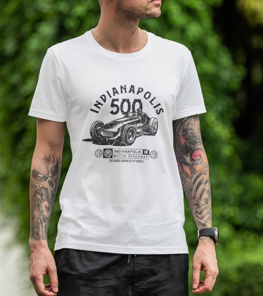 Indianapolis 500 Motor Speedway Racing Capital Of The World Vintage Car T-Shirt
