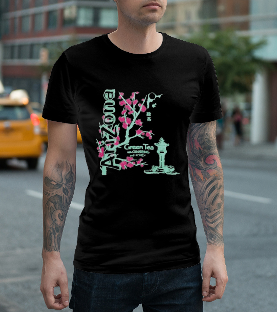 Arizona Beverages Green Tea With Ginseng Cherry Blossom Lantern Scene T-Shirt