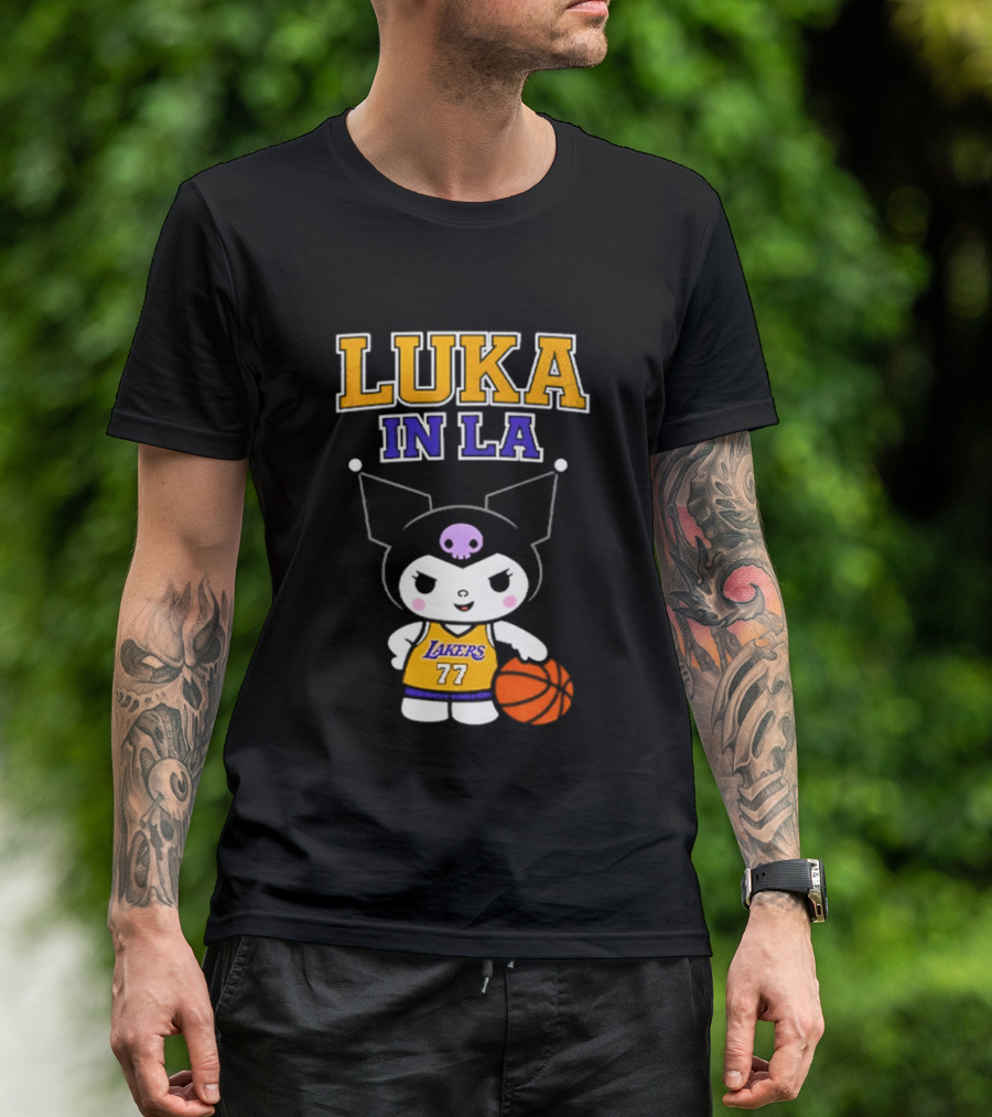 Kuromi Lakers Luka In LA #77 Basketball T-Shirt