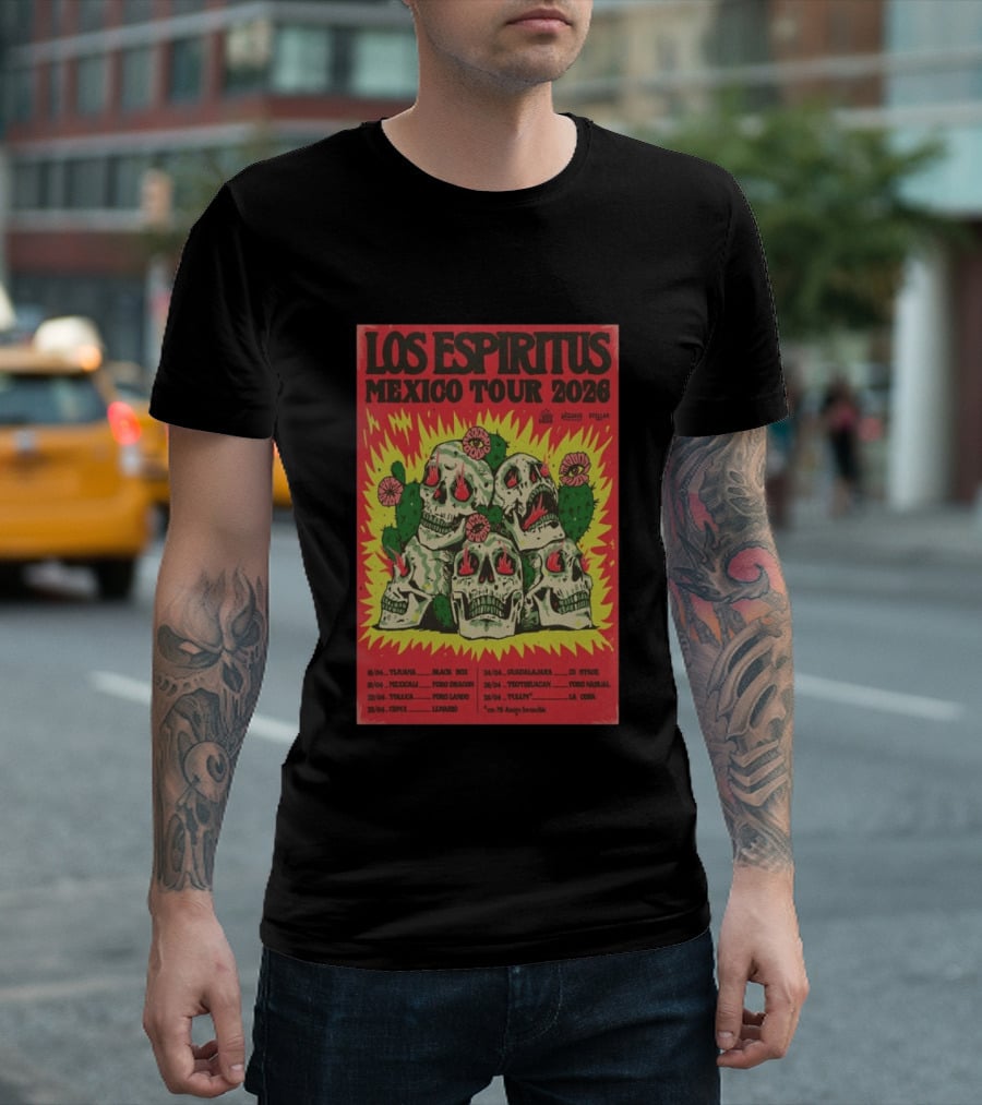 Los Espiritus Mexico Tour 2026 Tijuana Guadalajara Teotihuacan Tour Dates T-Shirt