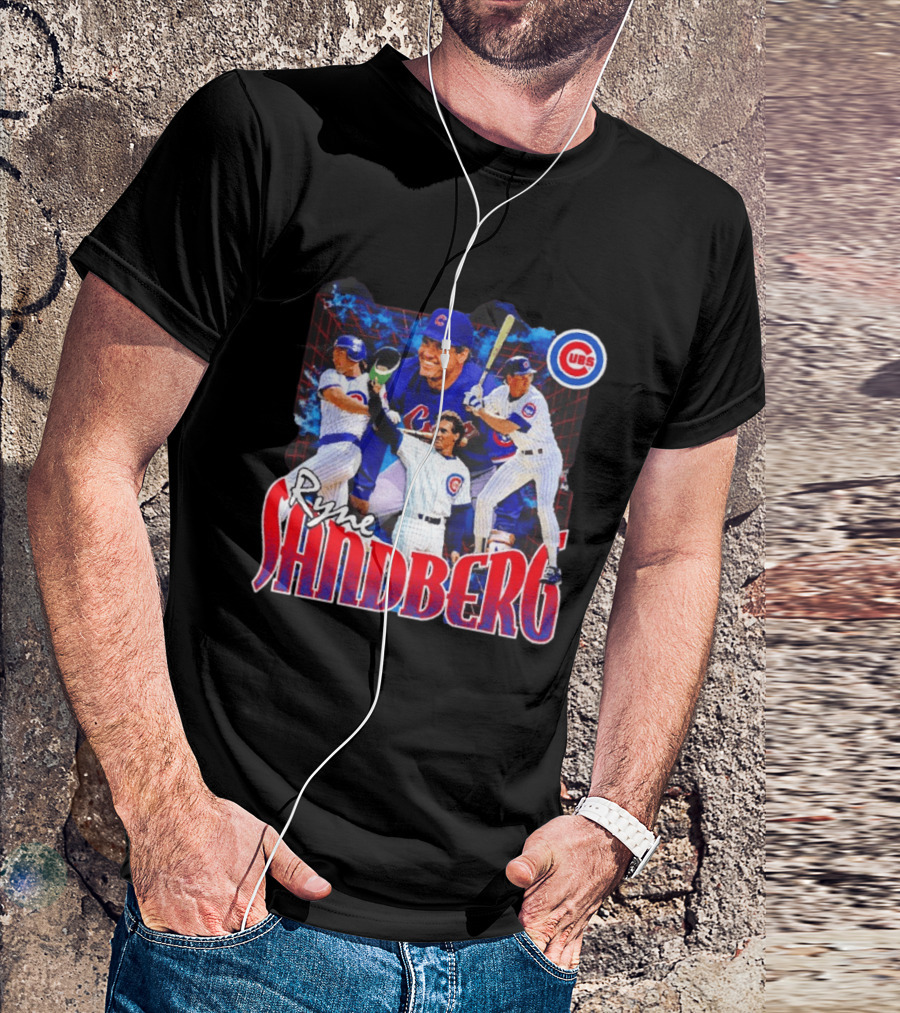 Ryne Sandberg Chicago Cubs MLB Player Collage T-Shirt