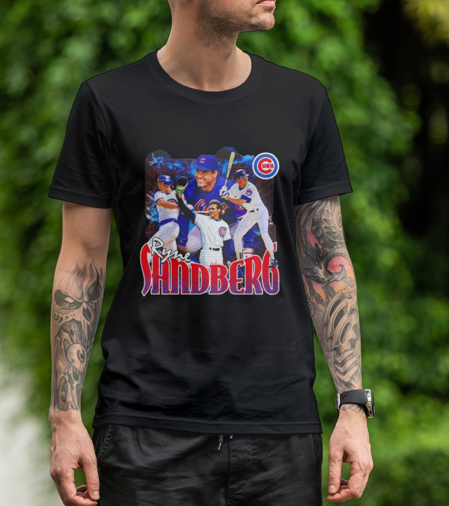 Ryne Sandberg Chicago Cubs MLB Player Collage T-Shirt
