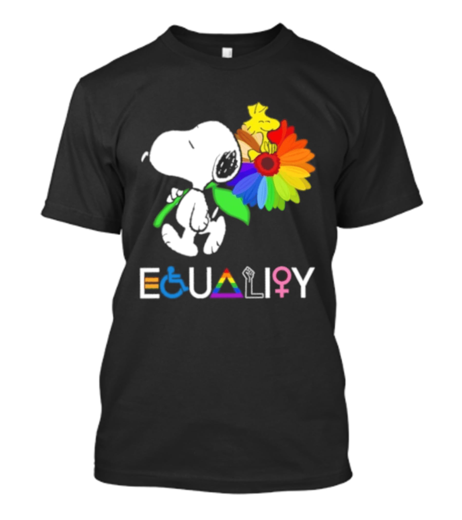 Snoopy Flower Equality Rainbow LGBTQ+ Inclusivity T-Shirt