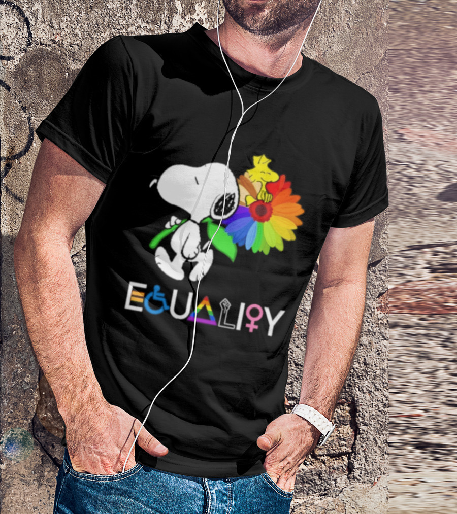 Snoopy Flower Equality Rainbow LGBTQ+ Inclusivity T-Shirt
