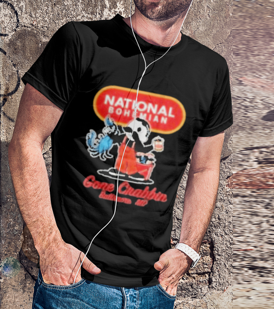 National Bohemian Beer Gone Crabbin' Baltimore MD Mr. Boh With Crab And Beer T-Shirt