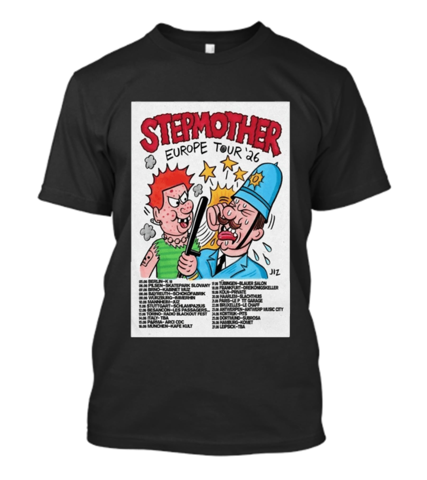 Stepmother Europe Tour 2026 Cartoon Punk Rock Dates And Locations T-Shirt