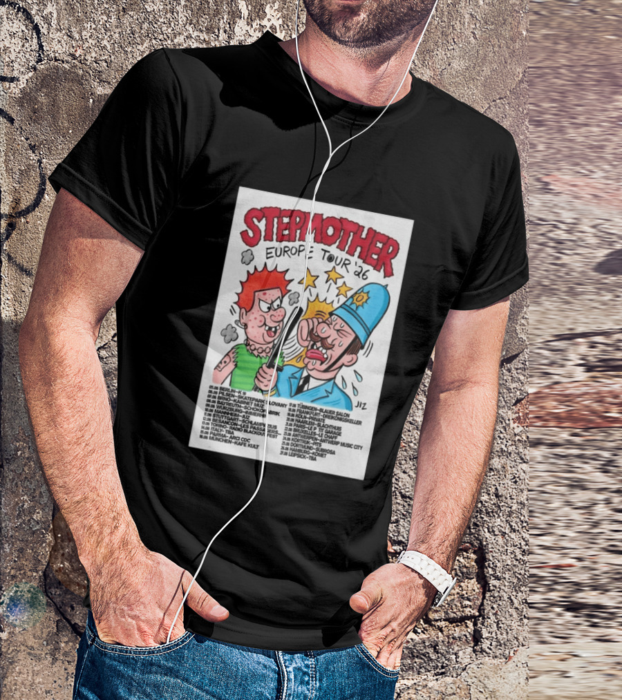 Stepmother Europe Tour 2026 Cartoon Punk Rock Dates And Locations T-Shirt