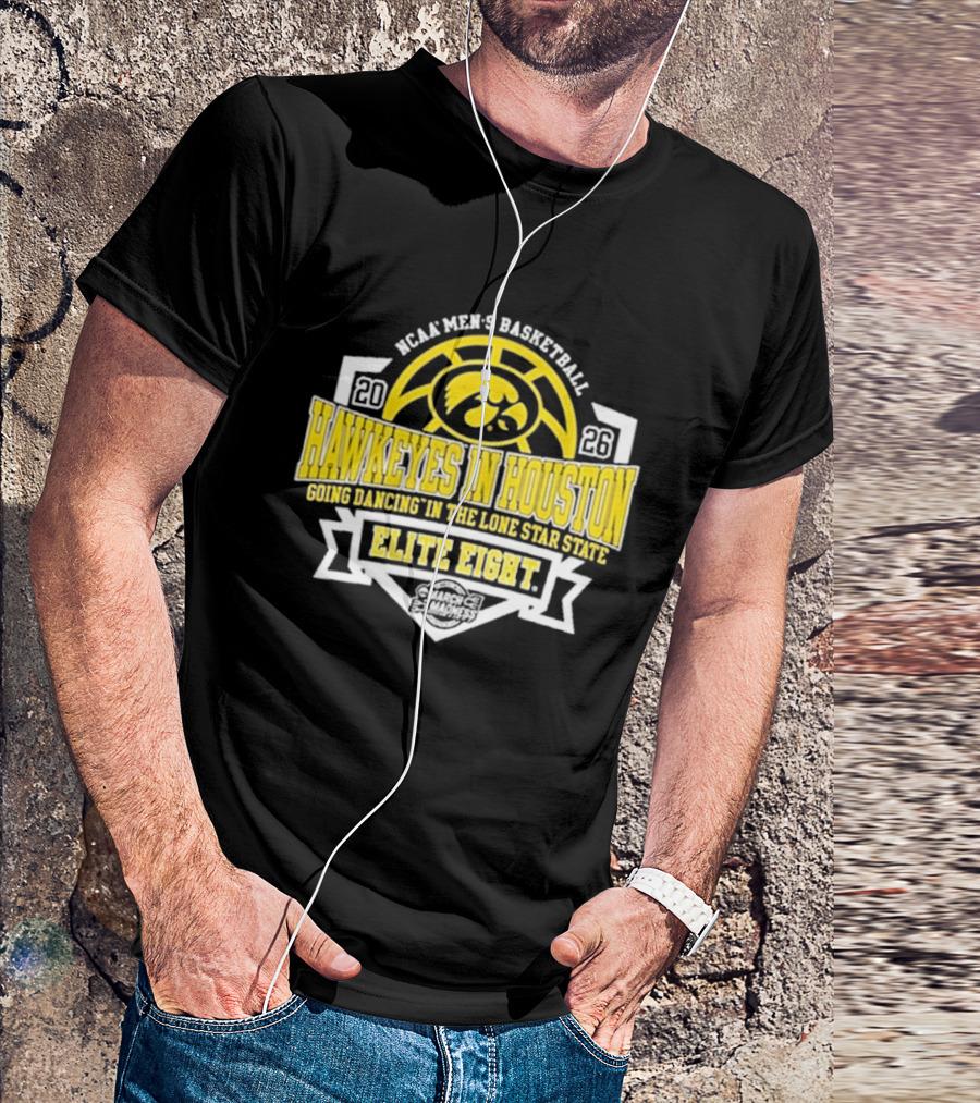 NCAA Men's Basketball Iowa Hawkeyes Elite Eight 2026 Houston Going Dancing In The Lone Star State T-Shirt