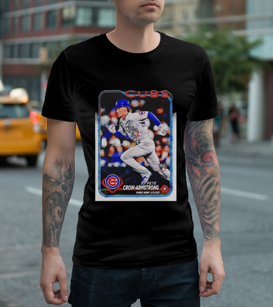 Pete Crow Armstrong Chicago Cubs Rookie Debut 9/11/2023 Topps Baseball Card T-Shirt