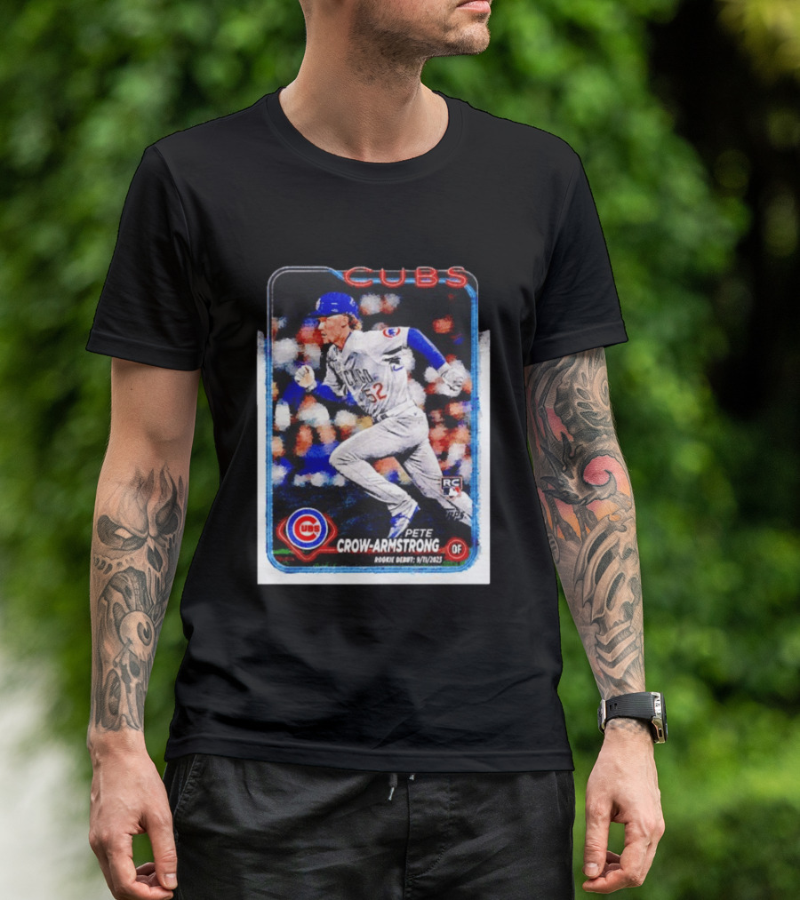 Pete Crow Armstrong Chicago Cubs Rookie Debut 9/11/2023 Topps Baseball Card T-Shirt