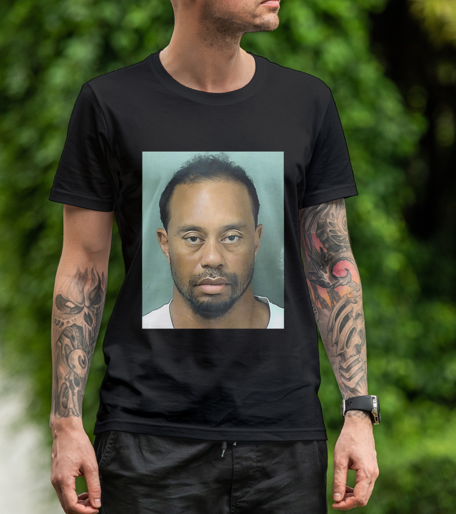 Tiger Woods Shot Palm Beach County Booking Photo T-Shirt