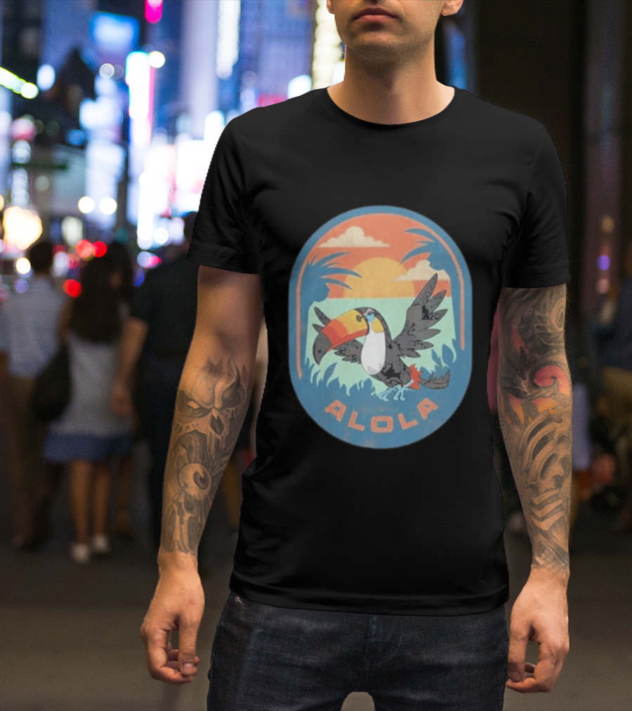 Alola Pokémon Toucan Tropical Sunset Scene T-Shirt