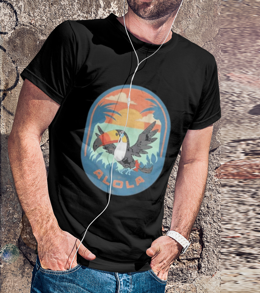 Alola Pokémon Toucan Tropical Sunset Scene T-Shirt