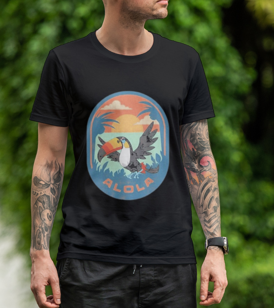 Alola Pokémon Toucan Tropical Sunset Scene T-Shirt