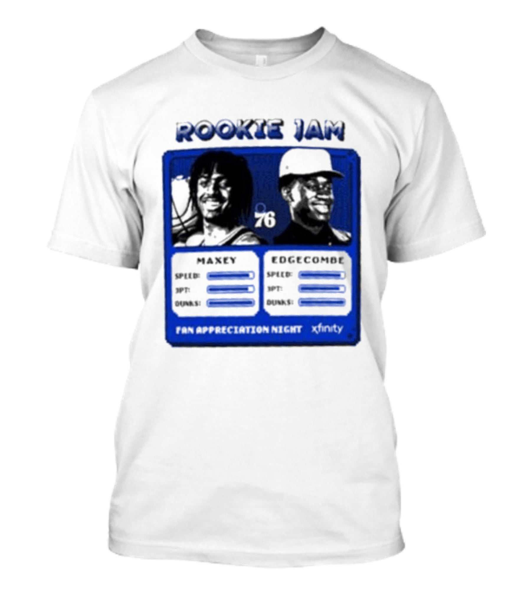Rookie Jam Philadelphia 76ers Maxey Edgecombe Stats Display T-Shirt