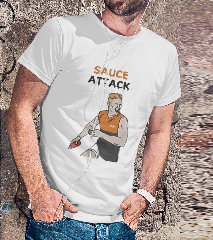 Sauce Attack Giants Edition Australian Rules Football Fan T-Shirt