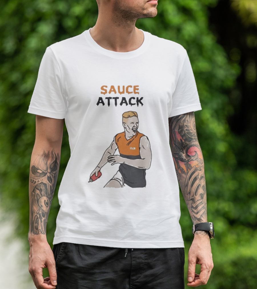 Sauce Attack Giants Edition Australian Rules Football Fan T-Shirt