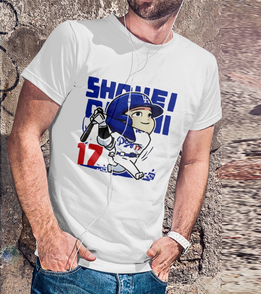Shohei Ohtani Los Angeles Dodgers Cartoon Major League Baseball Number 17 T-Shirt