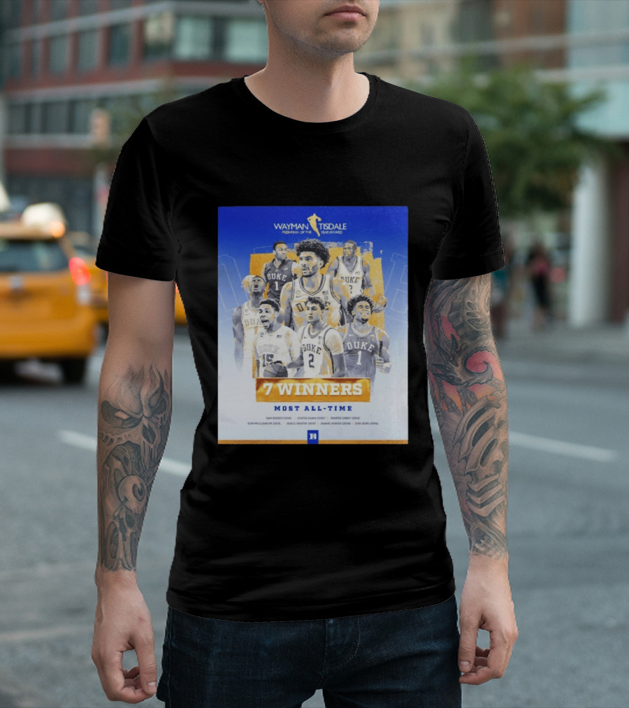 Wayman Tisdale Freshman Of The Year Award Duke Blue Devils 7 Winners Most All Time T-Shirt