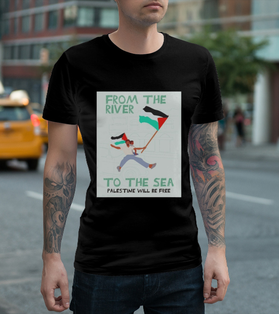 From The River To The Sea Palestine Will Be Free Flag Person Holding Child T-Shirt