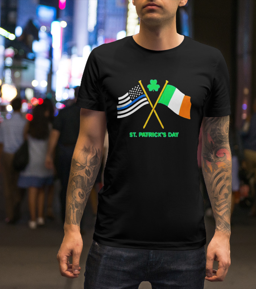 St. Patrick's Day American And Irish Flag Shamrock Celebration T-Shirt