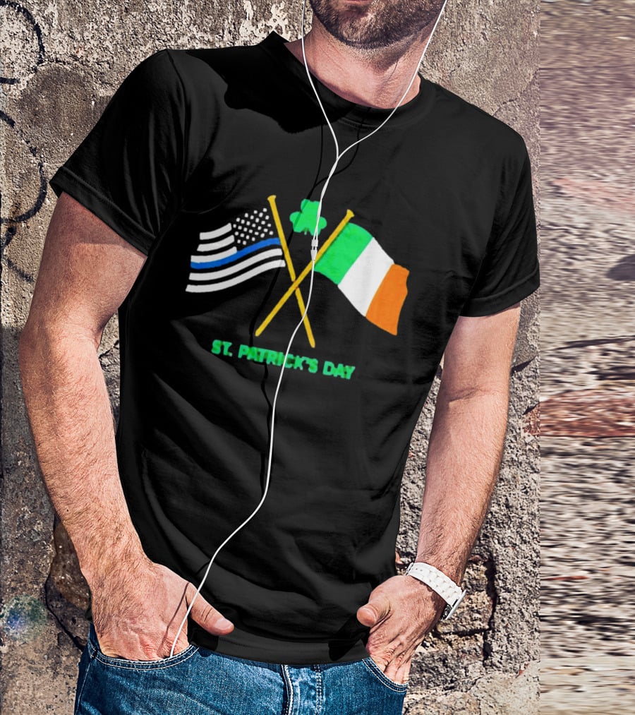St. Patrick's Day American And Irish Flag Shamrock Celebration T-Shirt