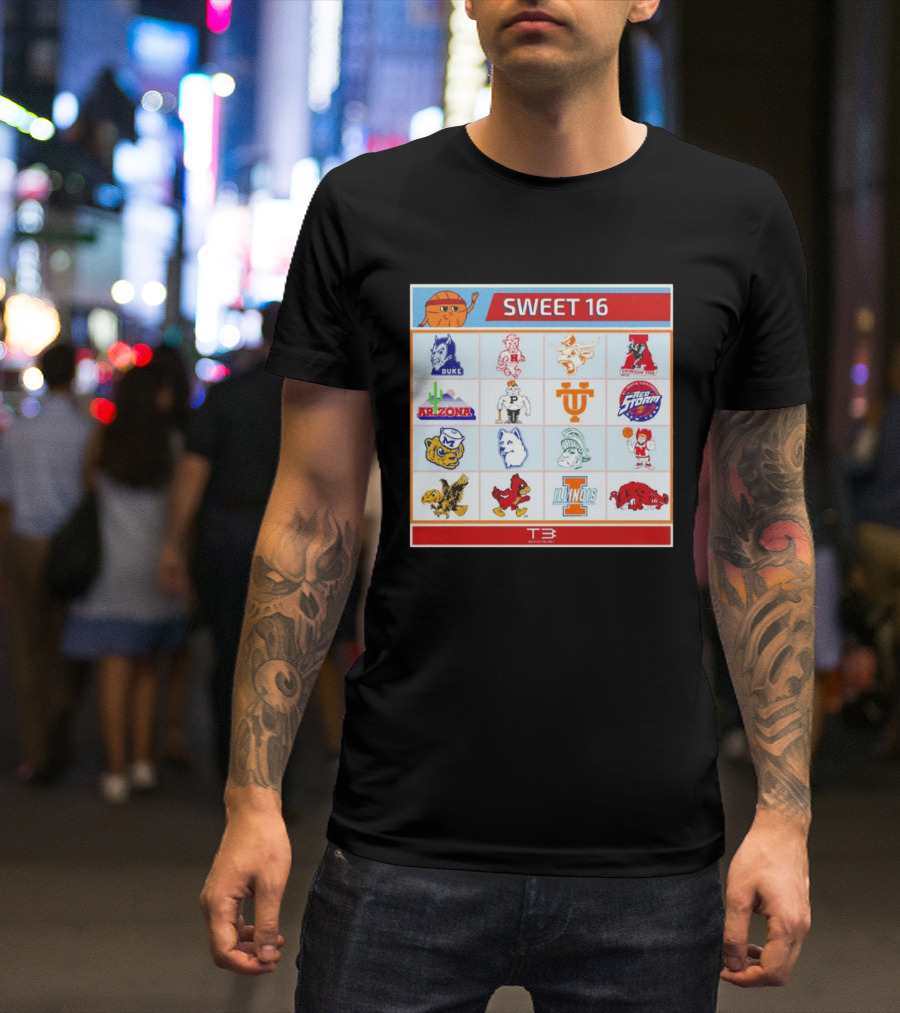 Sweet 16 NCAA Tournament 2026 Throwback Teams Duke Arizona Illinois T-Shirt