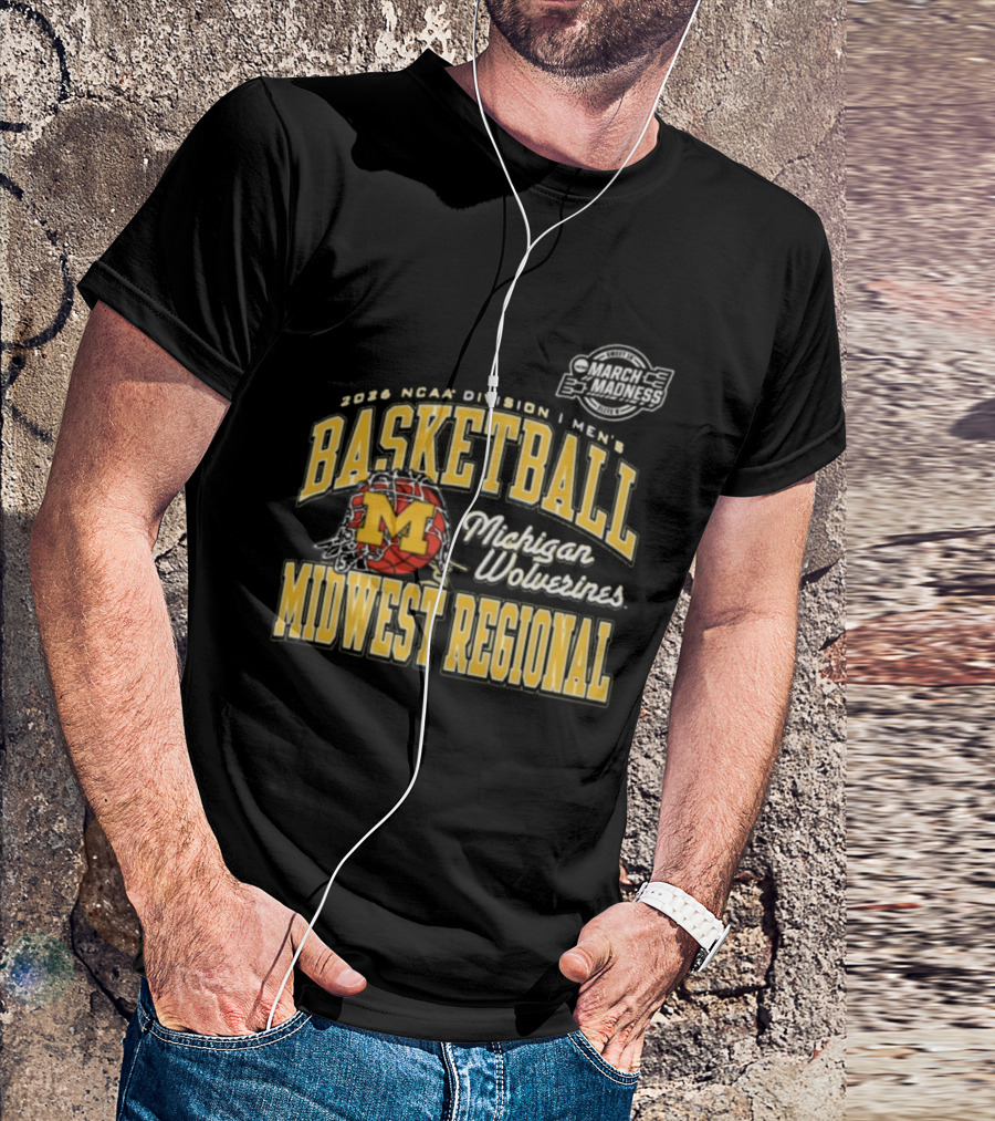 2026 NCAA Division I Men's Basketball Michigan Wolverines Midwest Regional T-Shirt