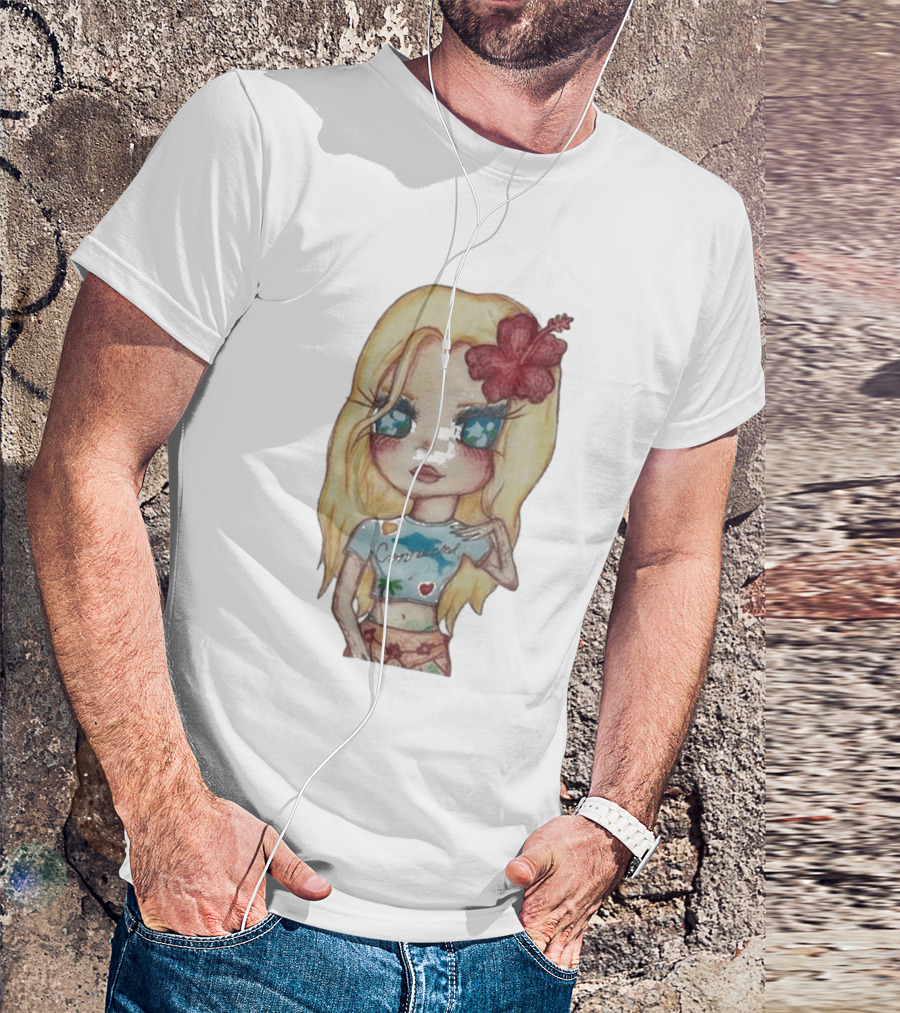 Zara Larsson Midnight Sun Tour 2025 Cartoon Illustration With Blonde Girl And Red Flower T-Shirt