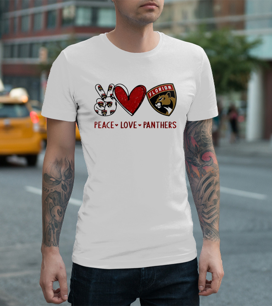 Peace Heart Florida Panthers NHL Fan Gear T-Shirt