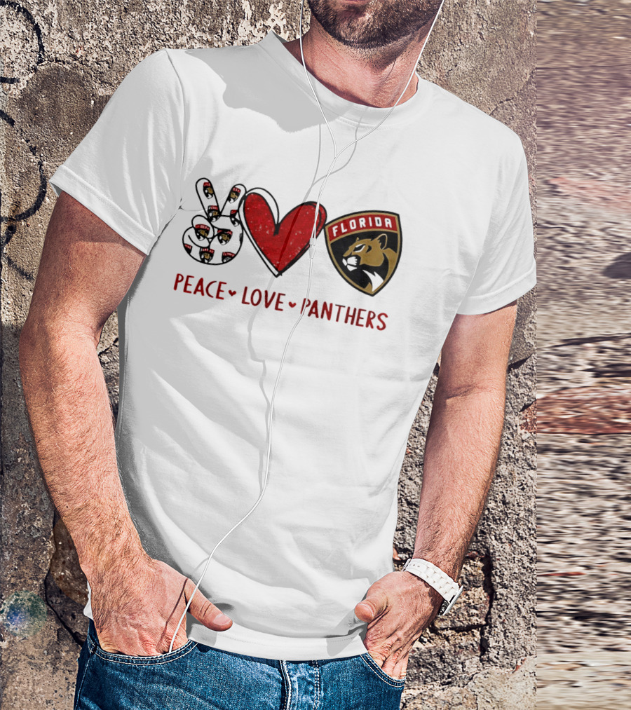 Peace Heart Florida Panthers NHL Fan Gear T-Shirt