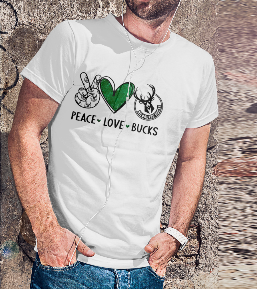Peace Love Milwaukee Bucks NBA Basketball Team Fan T-Shirt