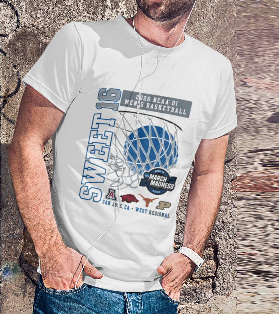 Sweet 16 March Madness 2026 NCAA DI Men's Basketball Tournament San Jose CA West Regional T-Shirt