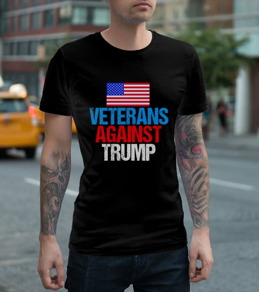 American Flag Veterans Against Trump T-Shirt