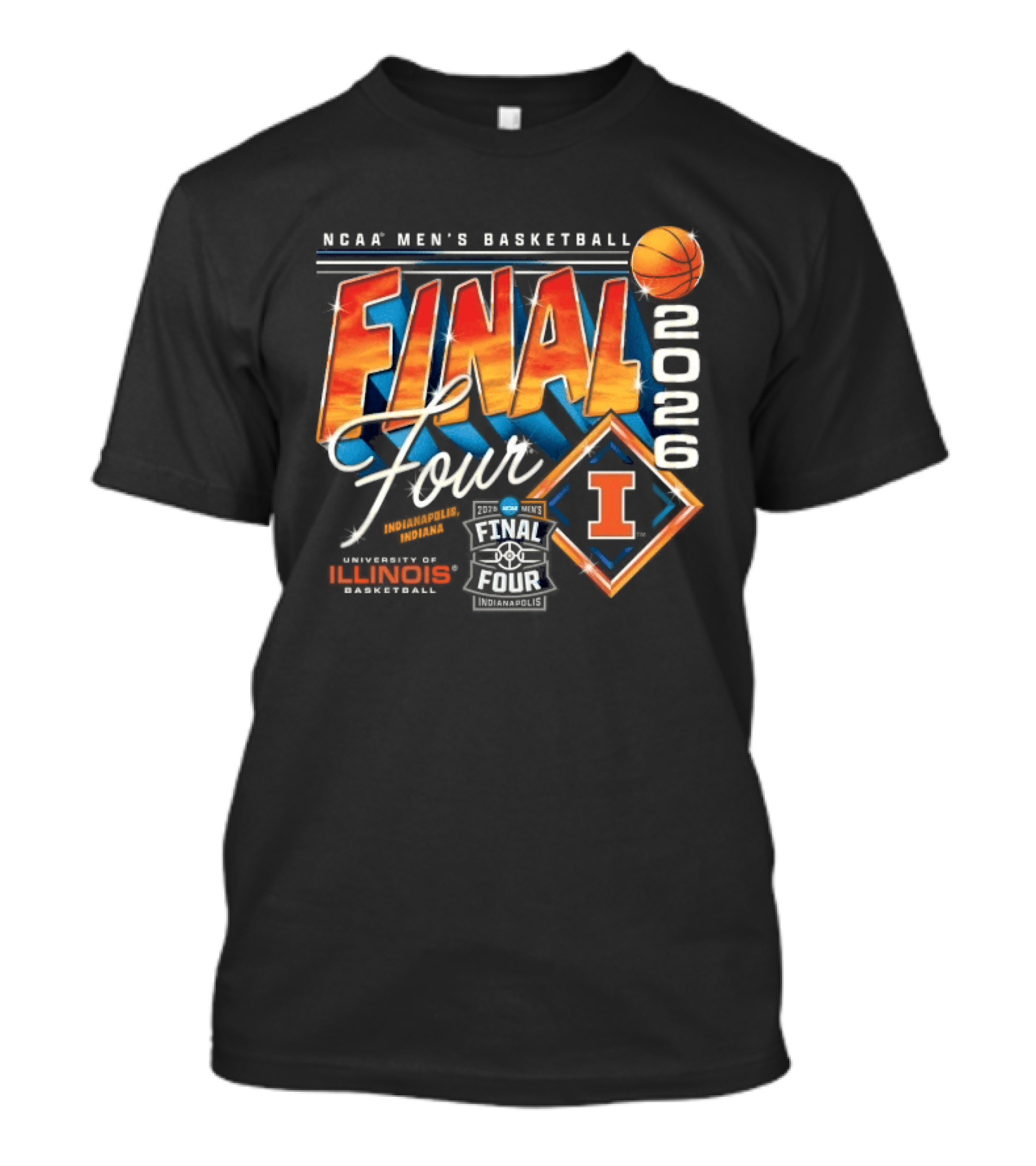NCAA Men's Basketball Final Four 2026 Illinois Championship Hoops T-Shirt