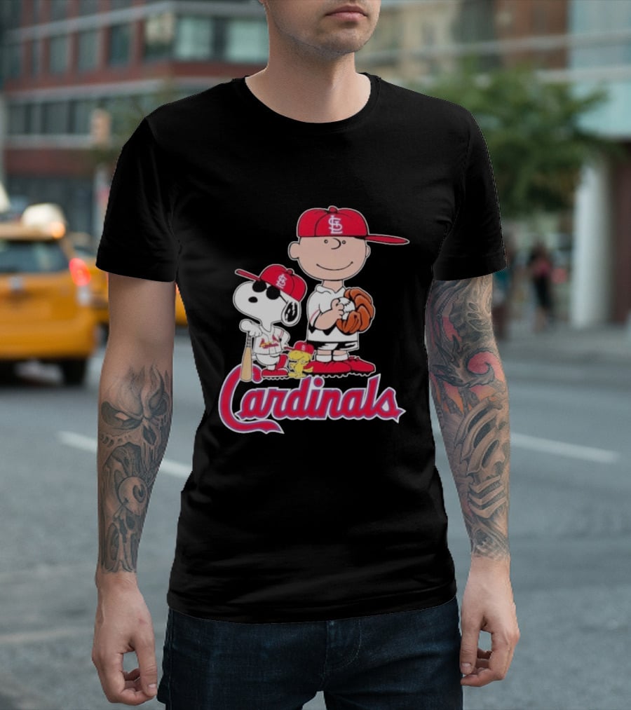 St. Louis Cardinals Peanuts Snoopy Charlie Brown Woodstock Baseball T-Shirt
