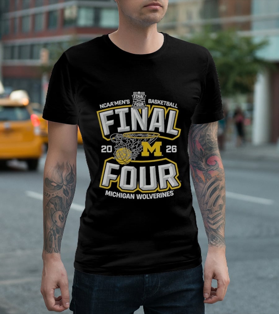 Michigan Wolverines 2026 NCAA Men's Basketball Final Four Championship Nets T-Shirt