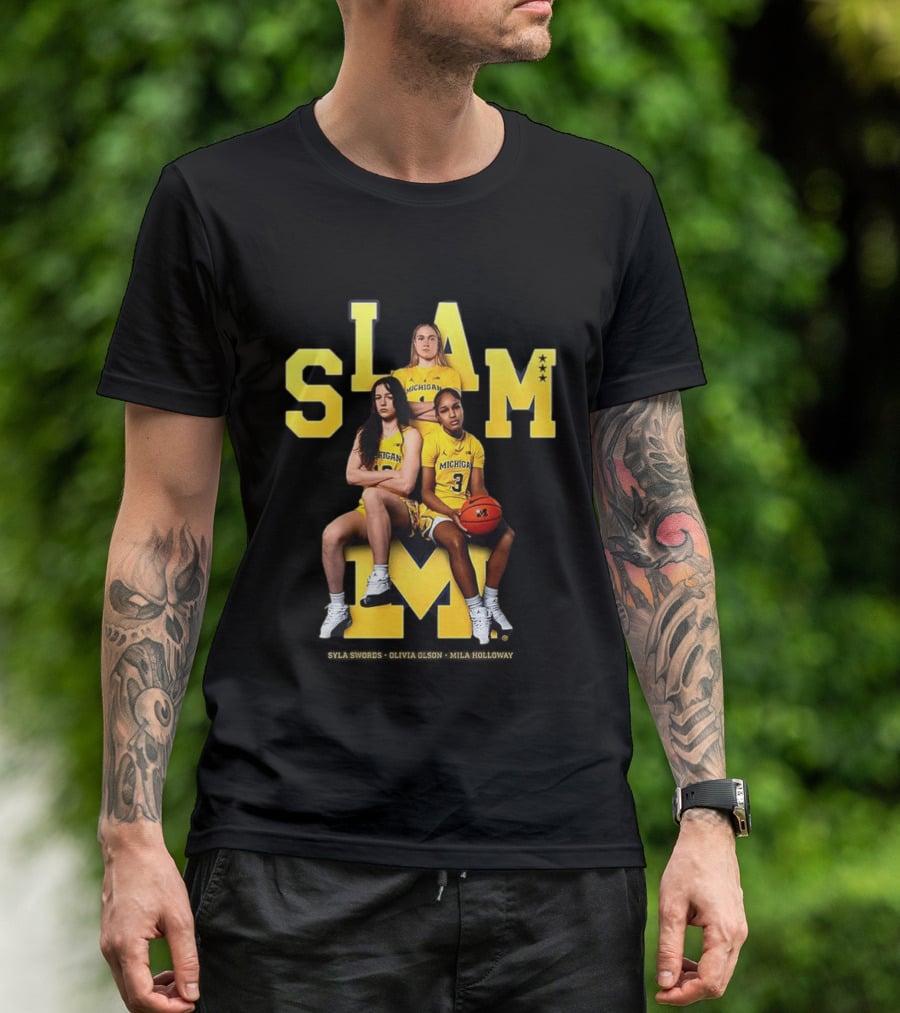 Mila Holloway Olivia Olson Syla Swords SLAM Michigan Wolverines Basketball T-Shirt