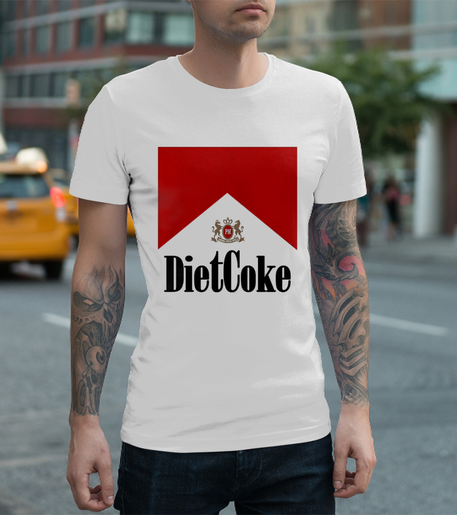 Diet Coke Marlboro Cigarettes Red V Shape PM Crest T-Shirt