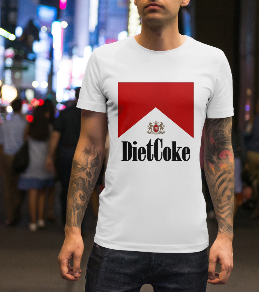 Diet Coke Marlboro Cigarettes Red V Shape PM Crest T-Shirt