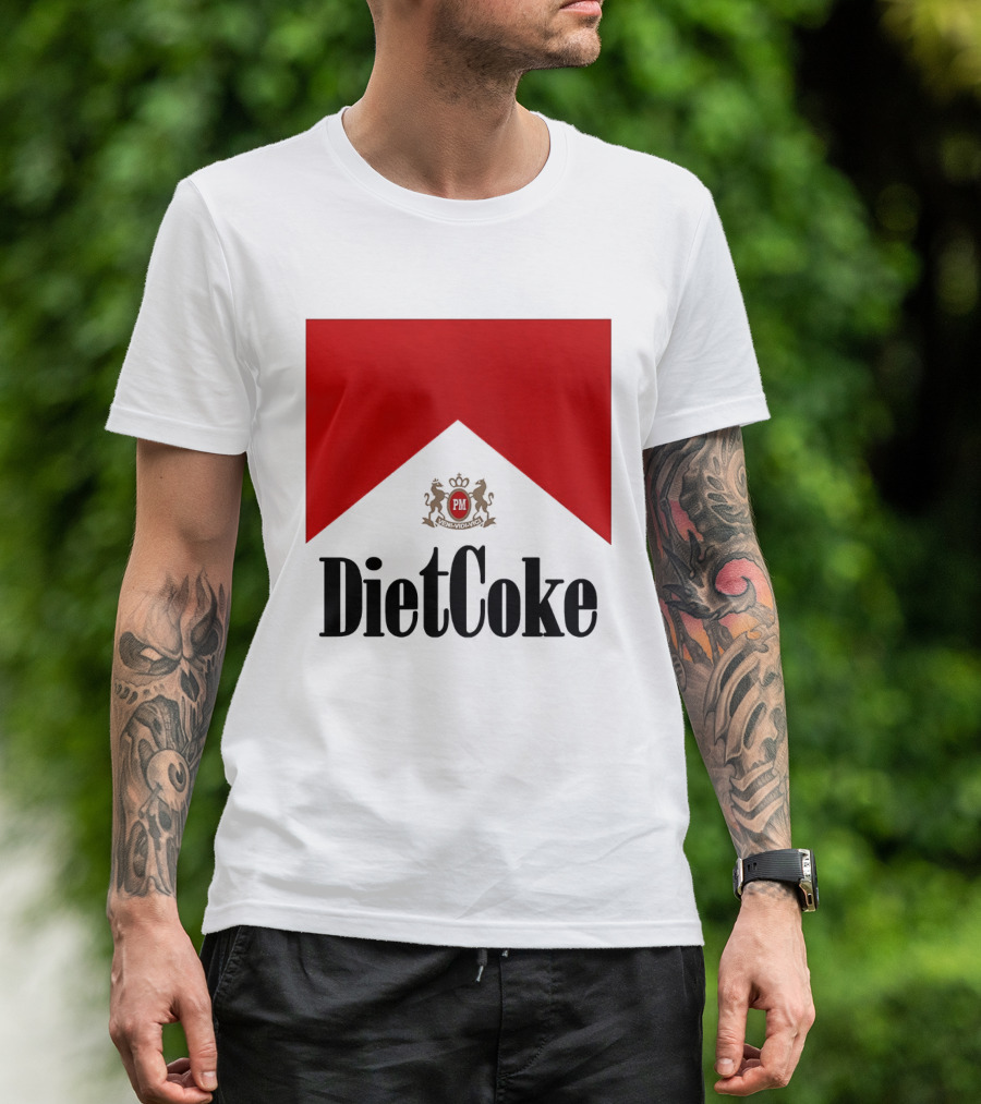 Diet Coke Marlboro Cigarettes Red V Shape PM Crest T-Shirt