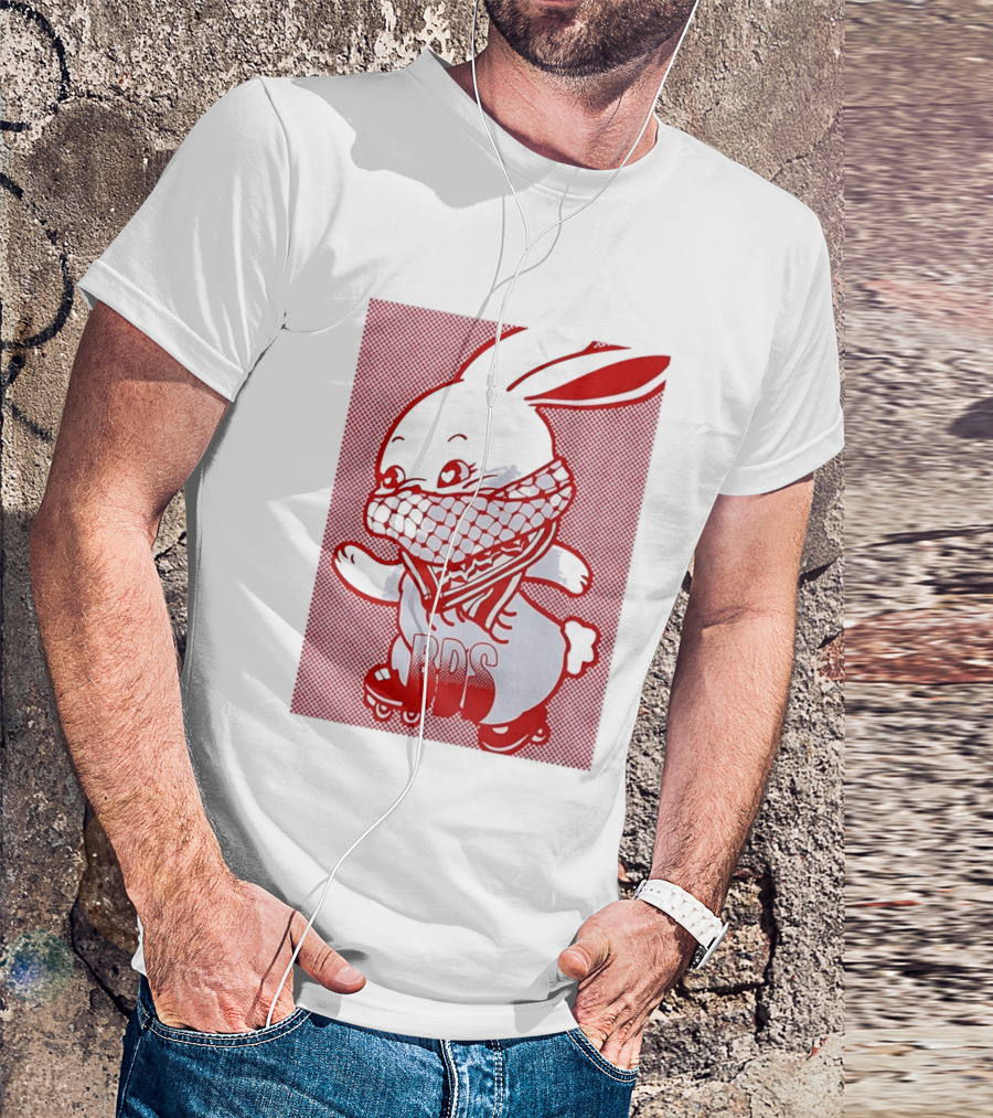 BDS Palestine Bunny With Keffiyeh And Roller Skates T-Shirt