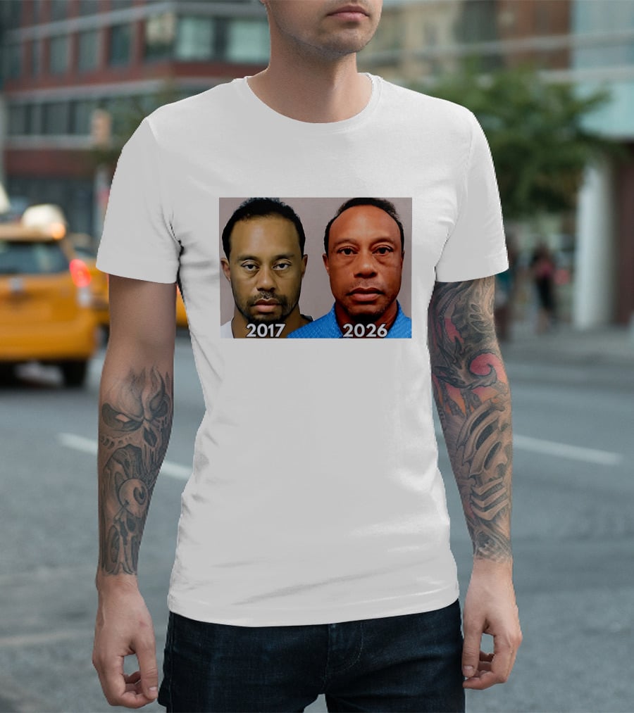 Tiger Woods Shot 2017 And 2026 Comparison T-Shirt