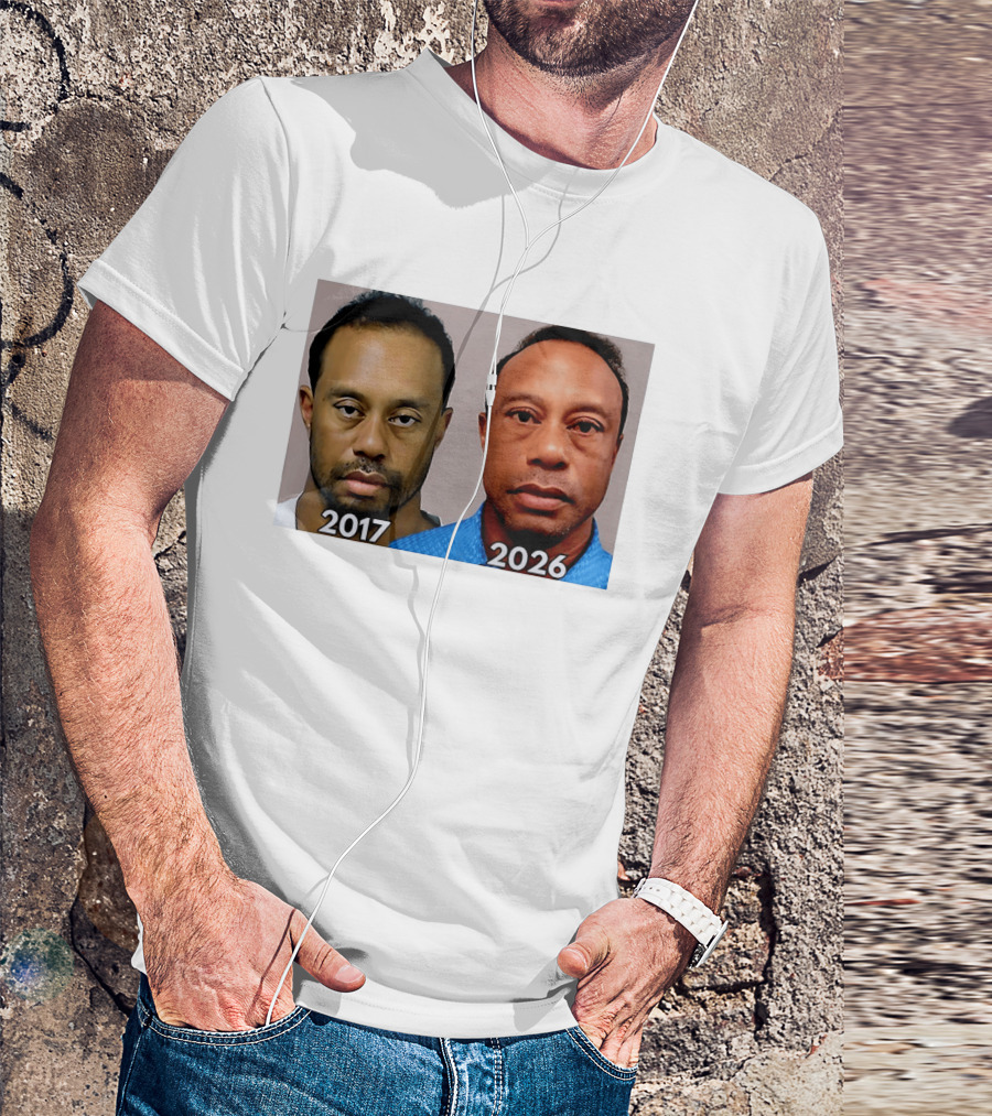 Tiger Woods Shot 2017 And 2026 Comparison T-Shirt