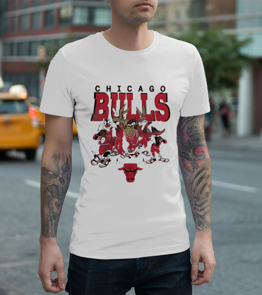 Chicago Bulls Looney Tunes NBA Basketball Characters Collab T-Shirt
