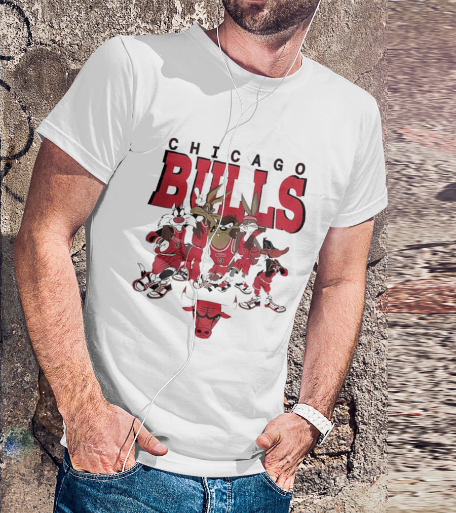 Chicago Bulls Looney Tunes NBA Basketball Characters Collab T-Shirt