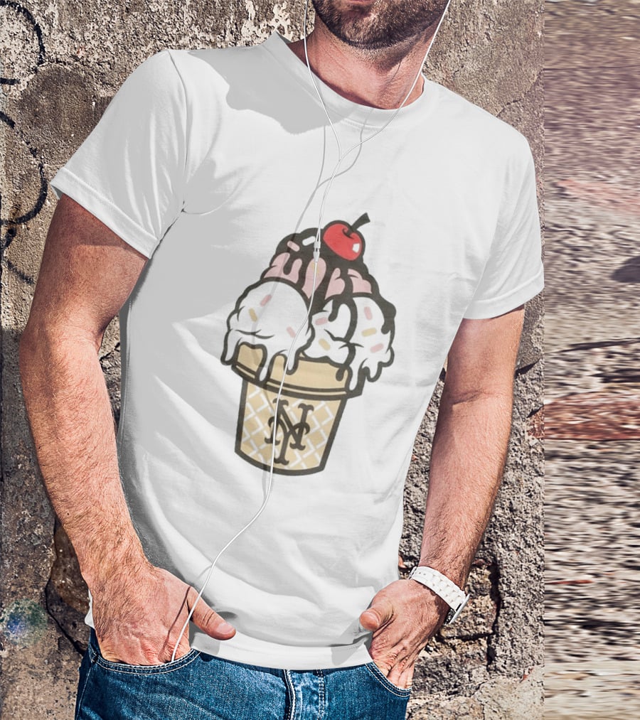 New York Mets Ice Cream Sundae Frozen Treats Cone T-Shirt