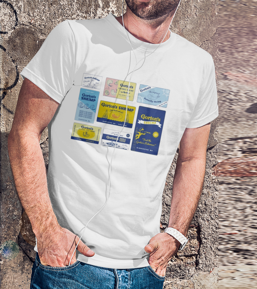 Gorton's Seafood Shrimp Box Collection Gloucester MA Vintage Packaging T-Shirt