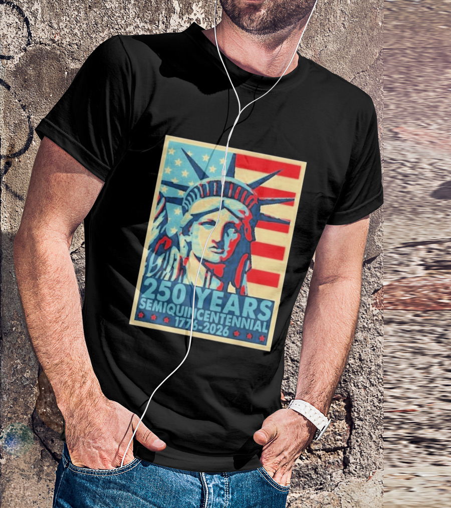 250 Years 1776 2026 Lady Liberty Semiquincentennial With American Flag T-Shirt